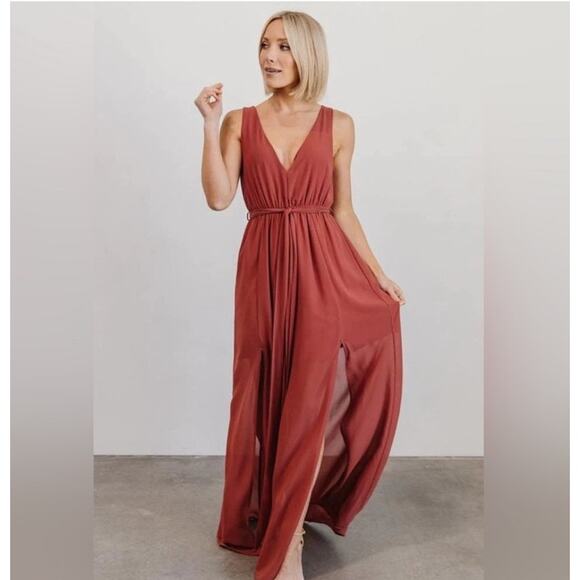 Baltic Born Hera Maxi Dress XS Berry Chiffon - Picture 1 of 12